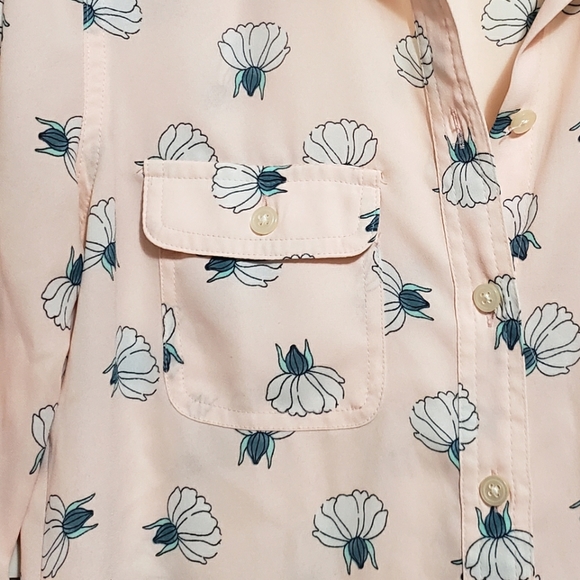Loft Womans Peach Floral Blouse - Picture 3 of 8